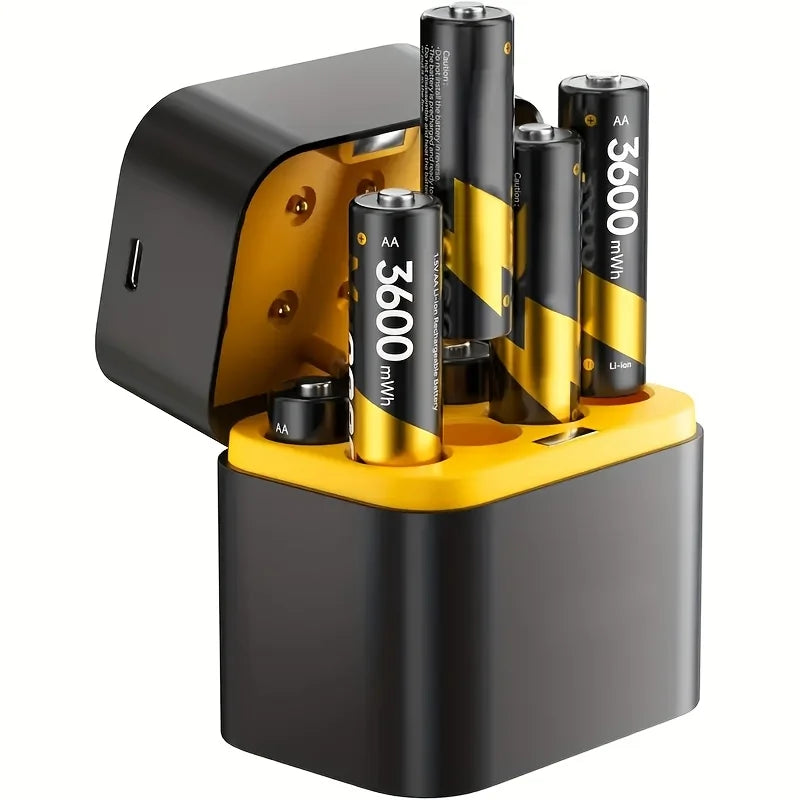 High Capacity AA Lithium Rechargeable Batteries 1.5V 3600mWh (8 Sets)